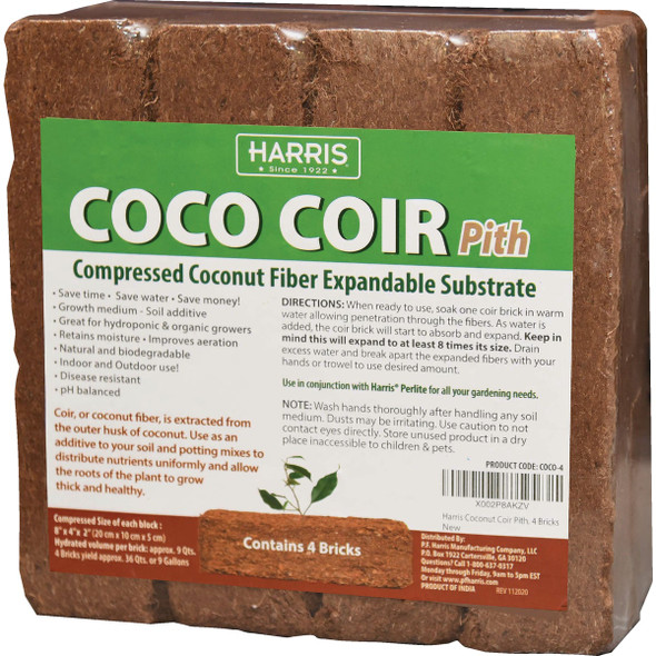 Harris 36 Qt. Coco Coir Coconut Fiber Potting Mix (4-Pack) COCO-4