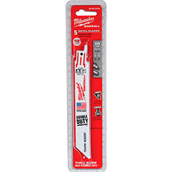 Milwaukee 48-00-5184 6"" 18 TPI SAWZALL Blade (5 Pack)