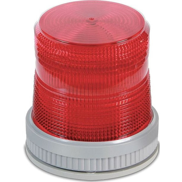 Warning Light, Red, LED, 120V AC, 65 FPM, 3 3/4 in Dia., Surface