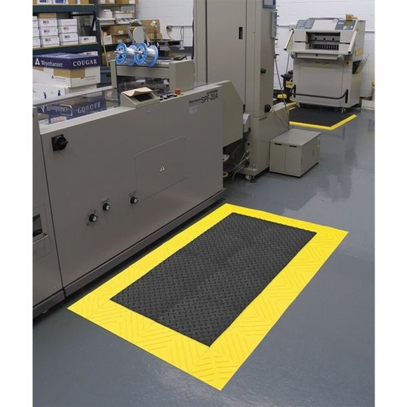 Antifatigue Mat, 120" L x 3 ft. W, 1" Thickness, PVC, Diamond, Black-Yellow  621S0310BY