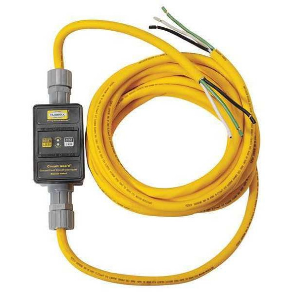 Hubbell Wiring Device-Kellems Plug-In GFCI w/Cord,6ft,15A,Yel,120V GFP15M
