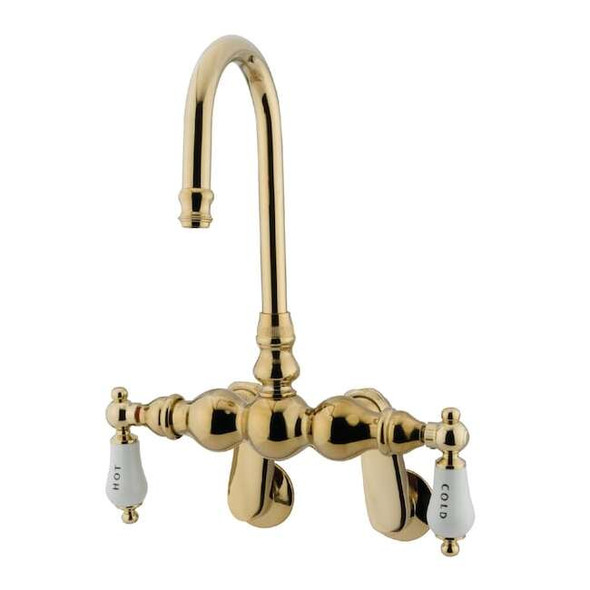 Wall-Mount Clawfoot Tub Faucet, Polished Brass, Tub Wall Mount