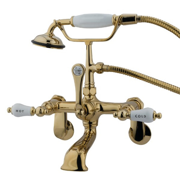Wall-Mount Clawfoot Tub Faucet, Polished Brass, Tub Wall Mount