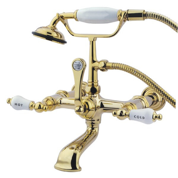 Wall-Mount Clawfoot Tub Faucet, Polished Brass, Tub Wall Mount