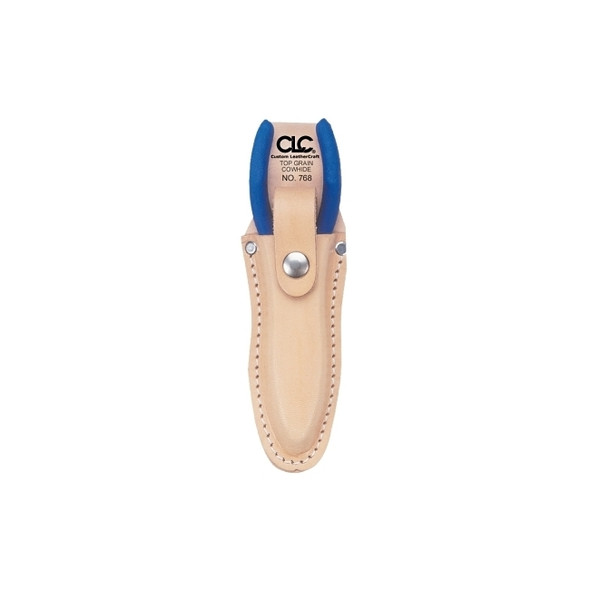Plier/Tool Holder, 1 Compartment, Molded Top Grain Leather, Tan, For Tools Up to 10 in L, Snap-Closure Securing Strap