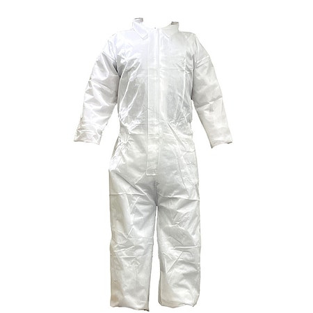 Not Applicable Collared Coveralls, PP SMS, 28 9/16 in Inseam, White