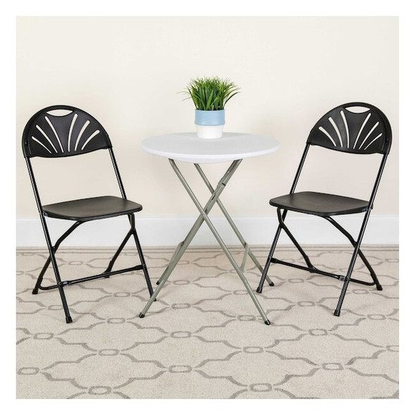 Flash Furniture Black Plastic Folding Chair,PK8 8-LE-L-4-BK-GG