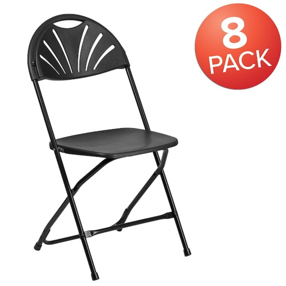 Flash Furniture Black Plastic Folding Chair,PK8 8-LE-L-4-BK-GG