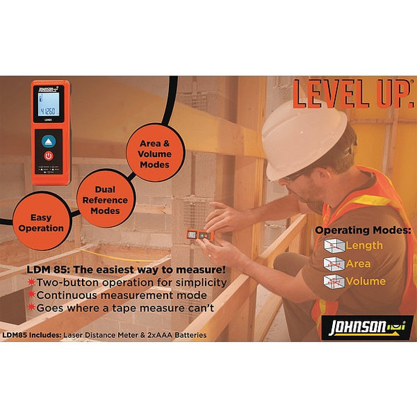 Johnson Level & Tool Laser Distance Meter,Indoor,85 ft. LDM85