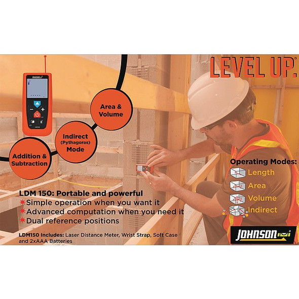 Johnson Level & Tool Laser Distance Meter,Indoor,150 ft. LDM150
