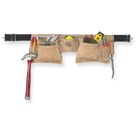 Clc Work Gear Tool Apron, Tool Belt, Tan, Leather, 12 Pockets I427X