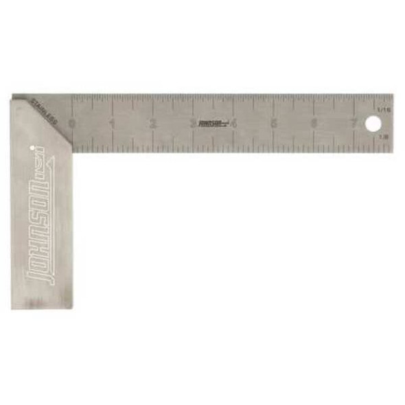 Johnson Level & Tool Try Square,Alum/SS,8 in,1/8,1/16 in Grad 1908-0800