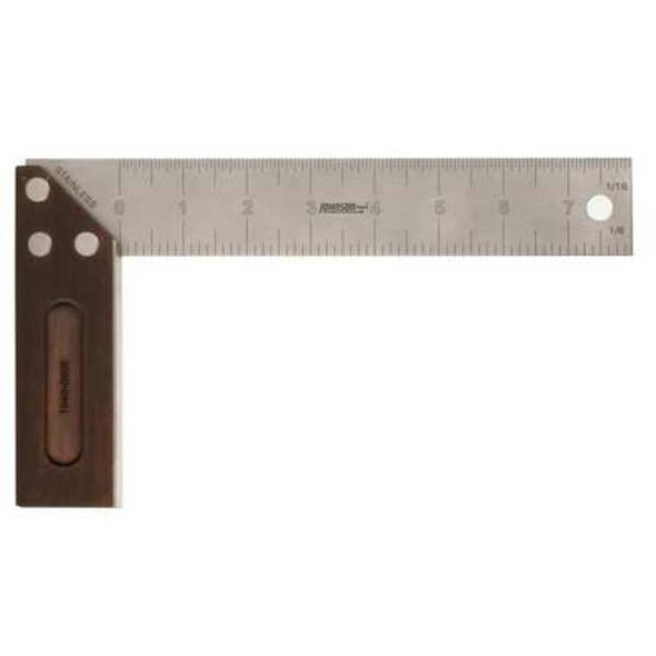 Johnson Level & Tool Try Square, Bamboo/SS, 1/8, 1/16 in Grad 1940-0800