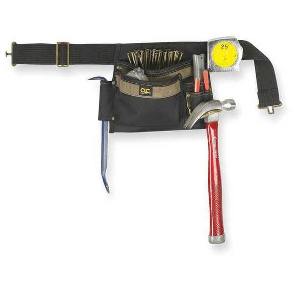 Clc Work Gear Tool Pouch, Tool Belt, Black, Polyester, 5 Pockets 1245
