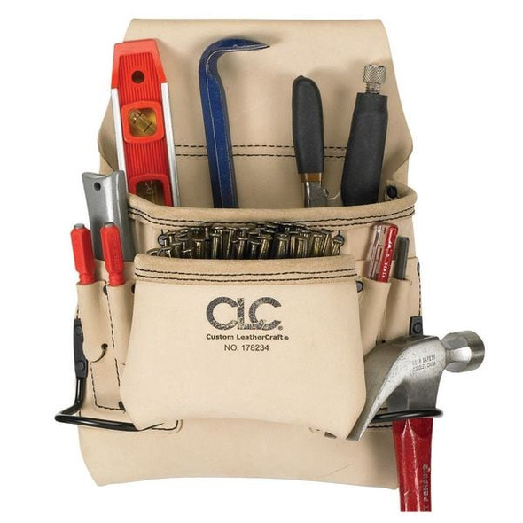 Clc Work Gear Tool Pouch, Tool Pouch, Tan, Leather, 8 Pockets 178234