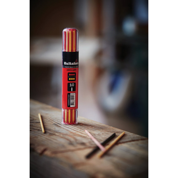 Hultafors Carpenter Pencil Refill with Smart Container, Graphite, Red & Yellow (10-Piece)