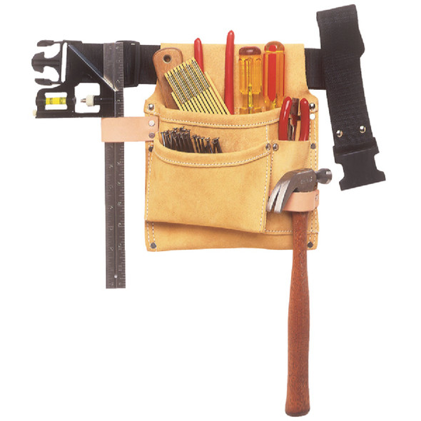 CLC 3-Pocket Suede Leather Nail & Tool Bag with Belt IPK489X 311014