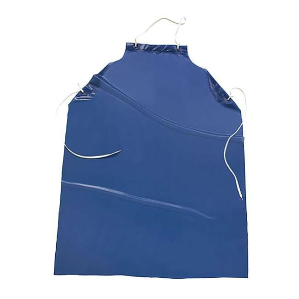 Chemical Resistant Bib Apron, Vinyl, Blue, 50 in, S
