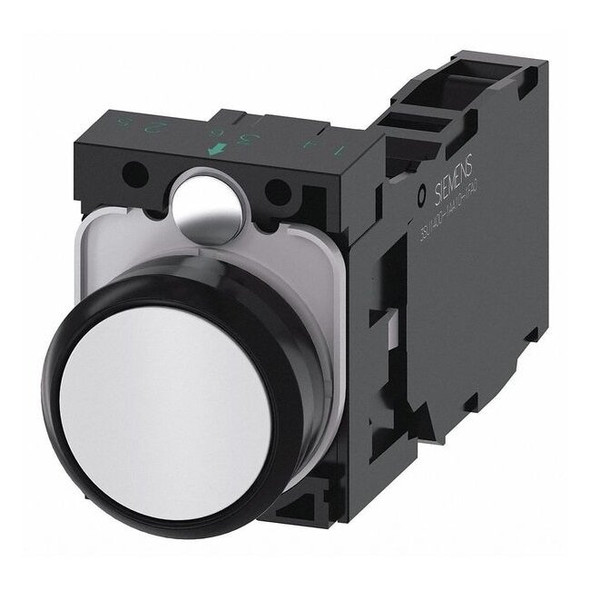 Siemens Push Button, 22mm, White, Plastic Bezel 3SU1100-0AB60-1FA0