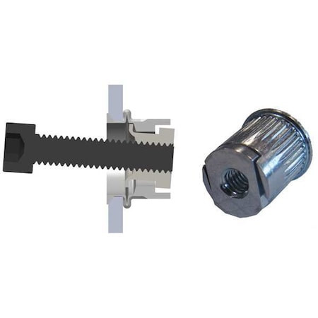 Rivet Nut, M4-0.70 Thread Size, 140.1 mm Flange Dia., 10.3 mm L, Steel, 5 PK