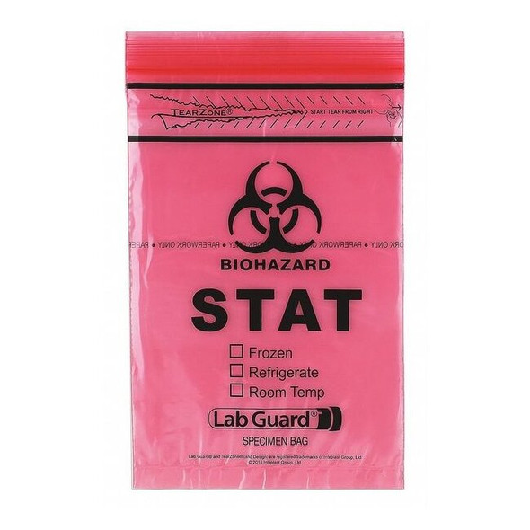 Medegen Medical Products Transfer Bag,9in L,6 in W,Red,PK1000 4001
