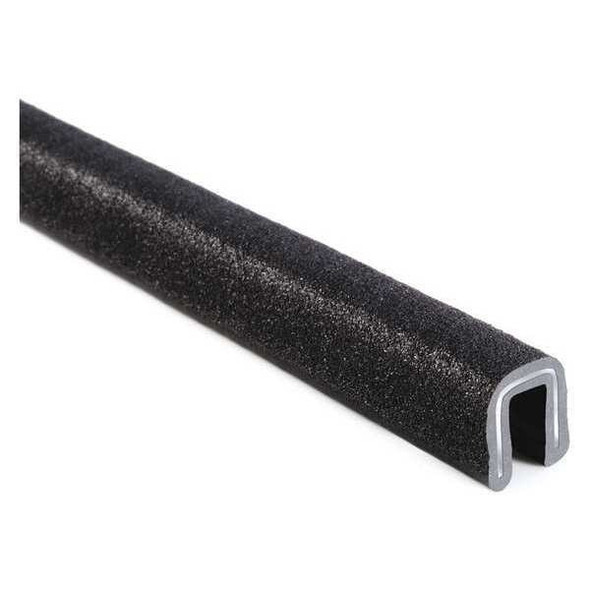 Edge Trim, PVC, Aluminum, 25 ft Length, 1/2 in Overall Width, Style: Rubber Look