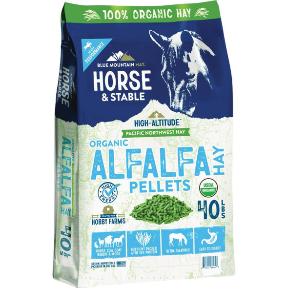 Blue Mountain Hay High Altitude 40 Lb. Organic Alfalfa Hay Pellets OAP-40LB