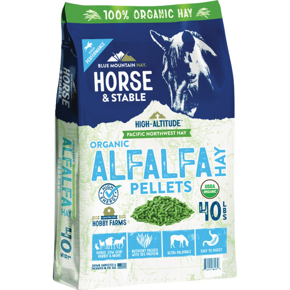 Blue Mountain Hay High Altitude 40 Lb. Organic Alfalfa Hay Pellets OAP-40LB