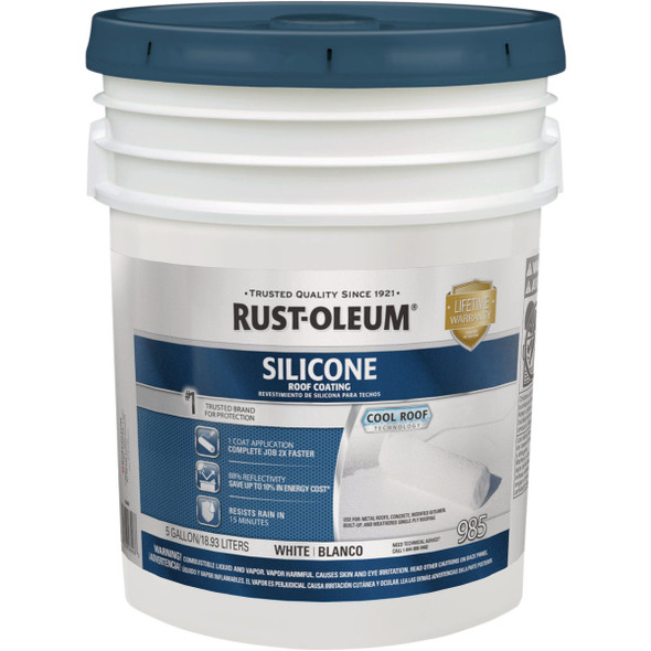 Rust-Oleum 985 Silicone 5 Gal. Roof Coating, White 363840 787726