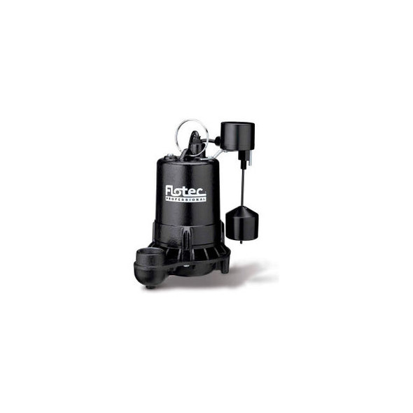 Flotec Professional Series Cast Iron Sewage Pump 3/4 HP Tethered Switch