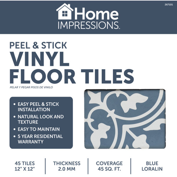 Home Impressions Blue Lorelin 12 In. x 12 In. Vinyl Floor Tile (45 Sq. Ft.-Box) GM3 267101