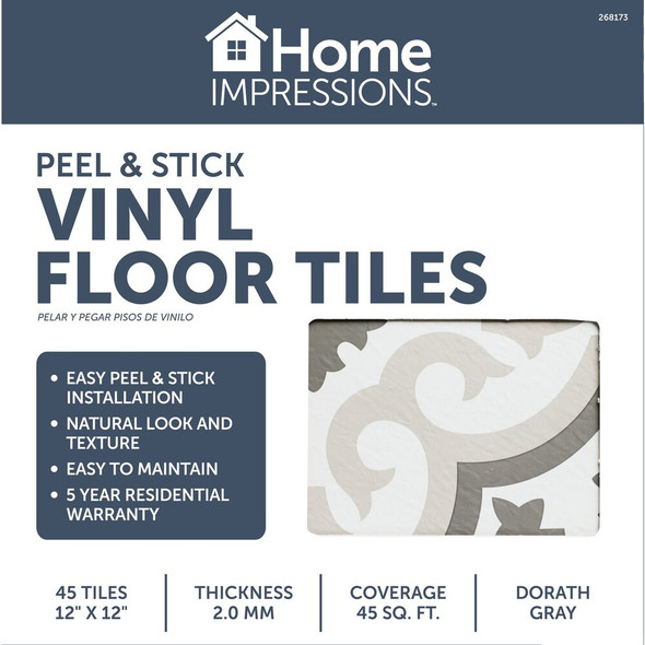 Home Impressions Dorath Grey 12 In. x 12 In. Vinyl Floor Tile (45 Sq. Ft.-Box) 4600 268173
