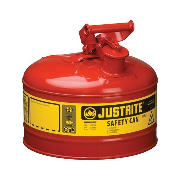 Justrite® Type I Safety Can, 2.5 gal, Red, 1/Each