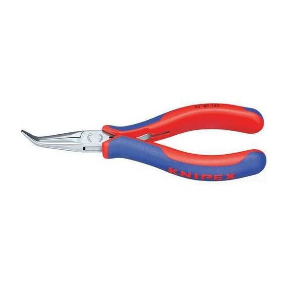 5-3/4" Electronics Pliers w/ Angled, Half-Round Jaw, Ergonomic Grip