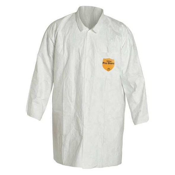 Dupont Disposable Lab Coat, L, Tyvek(R) 400, Snaps, Open Cuff, Serged Seam, 30 PK TY212SWHLG0030NF