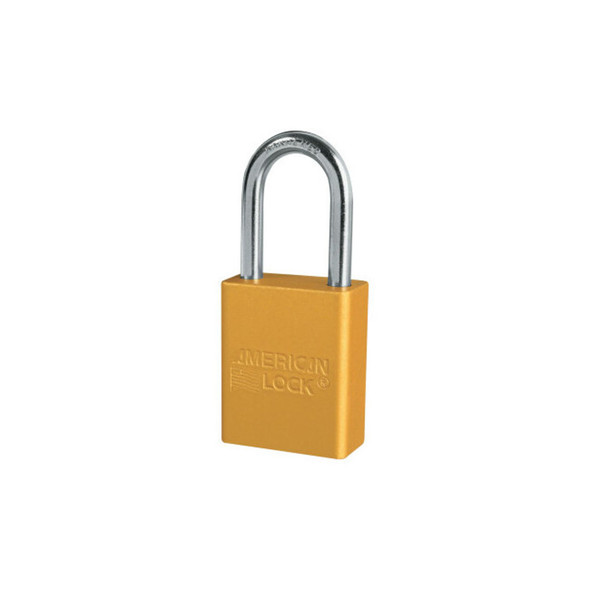 Solid Aluminum Padlock, 1/4 in dia, 1-1/2 in L x 3/4 in W, Yellow