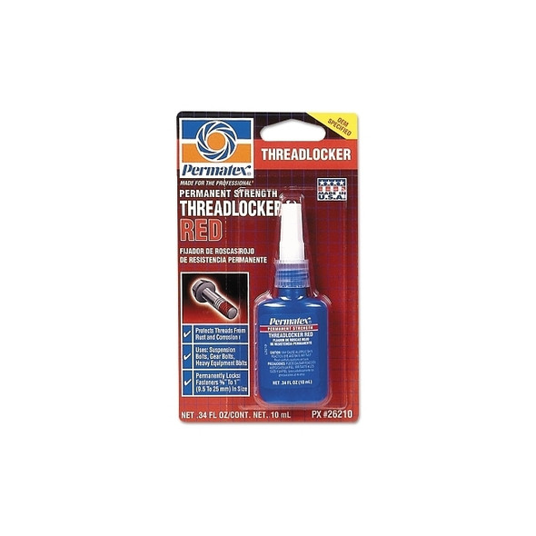 Permatex® Permanent Strength Red Threadlocker, 10 mL, 3/8 in to 1 in