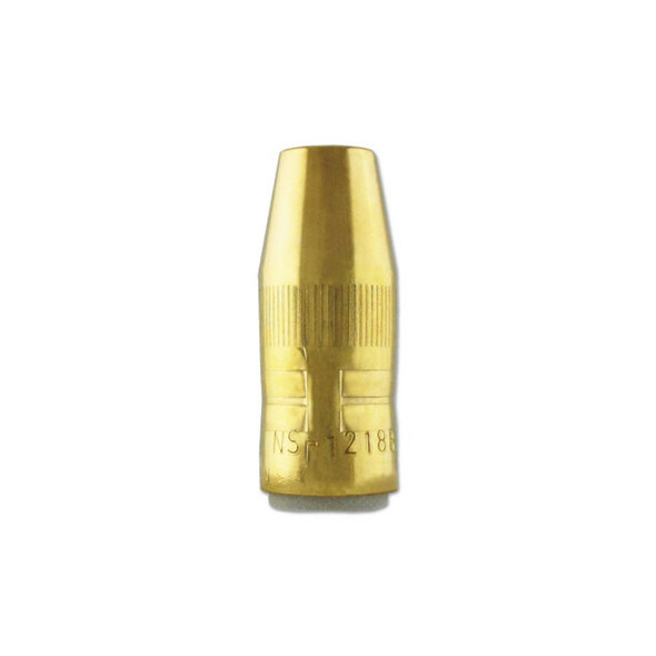 Centerfire™ MIG Nozzle, 1/8 in Recess, 1/2 in Bore, For T Series Tip, Brass Centerfire™ MIG Nozzle, 1/8 in Recess, 1/2 in Bore, For T Series Tip, Brass