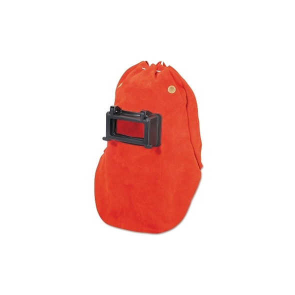 Fibre-Metal® Leather Welding Hood, Lens Shade 10, Orange, Lift-Front Glassholder, 2 in x 4-1/4 in Window