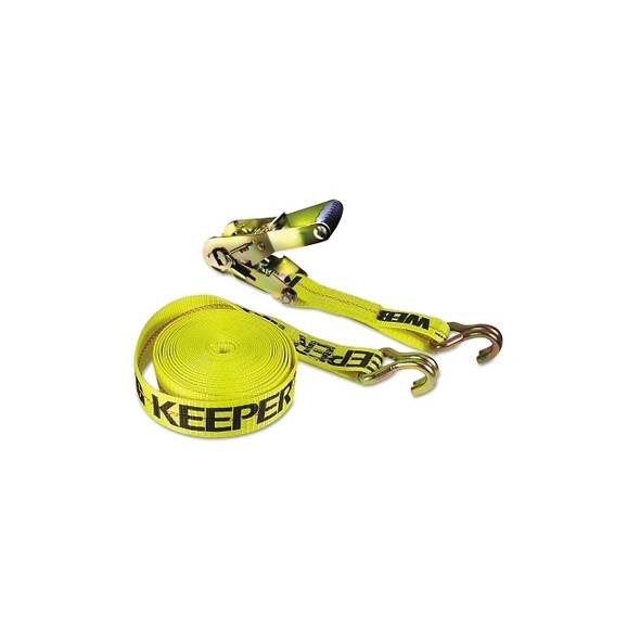 Ratchet Tie-Down Strap, Heavy-Duty, Steel Double J-Hooks, 2 in W x 27 ft L, 3333 lb Load Capacity