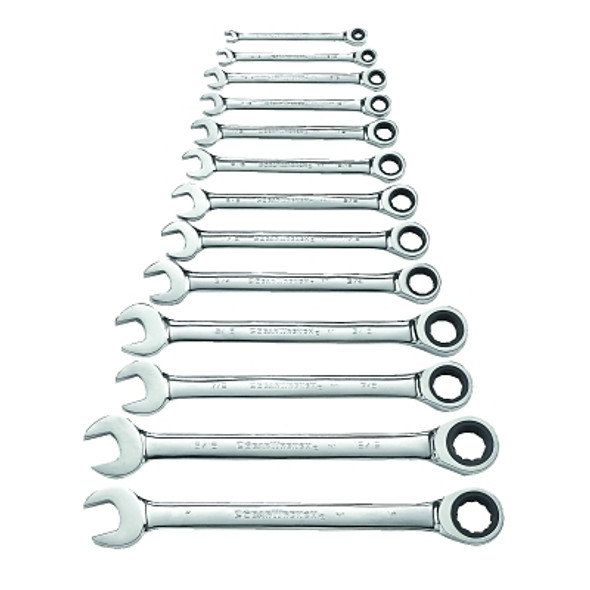 13 Pc Combination Ratcheting Wrench Set, Inch