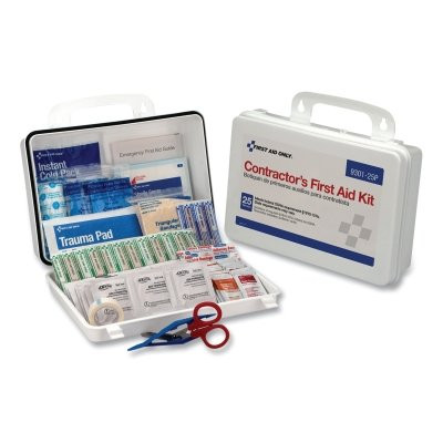 Contractor's First Aid Kit, 25 Person, Plastic Case, Portable/Wall Mount