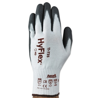 11-735 Polyurethane Palm Coated Gloves, Size 7, White/Gray Pack of 12