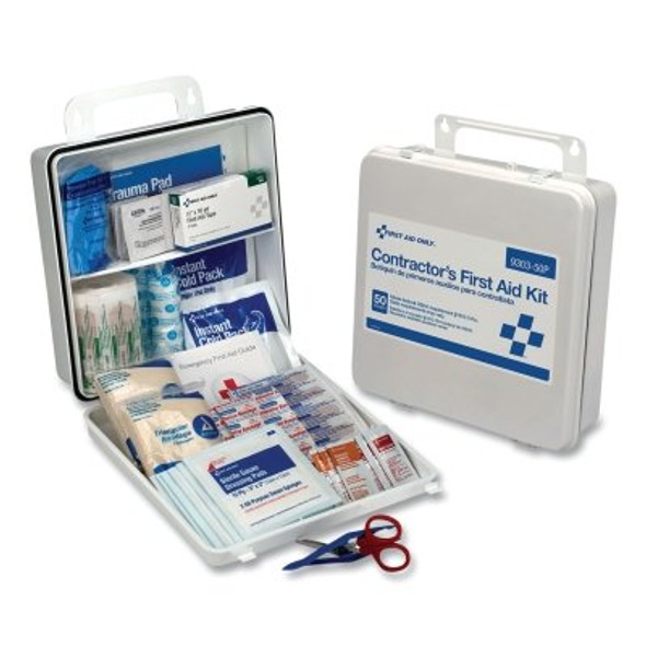 Contractor's First Aid Kit, 50 Person, Plastic Case, Portable/Wall Mount