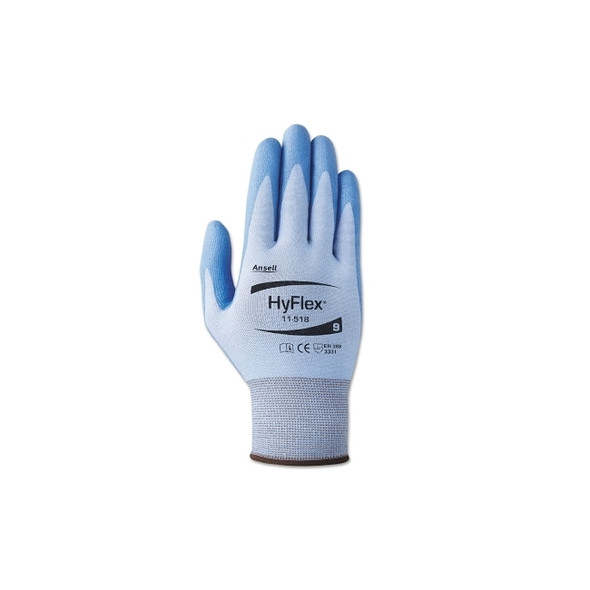 11-518 Polyurethane Palm Coated Gloves, Size 10, Blue/Gray