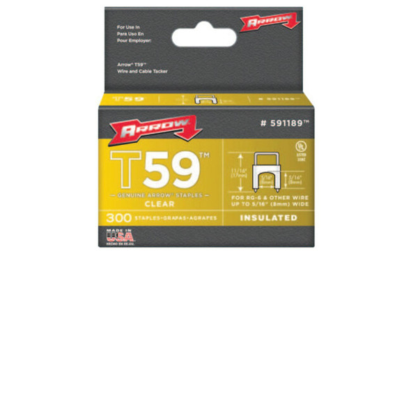 T59 Type Staples, 5/16 in L x 5/16 in W, Clear