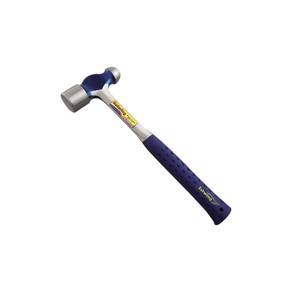 Ball Pein Hammer, Straight Blue Shock Reduction Grip® Handle, 14.25 in Overall L, 32 oz Steel Head