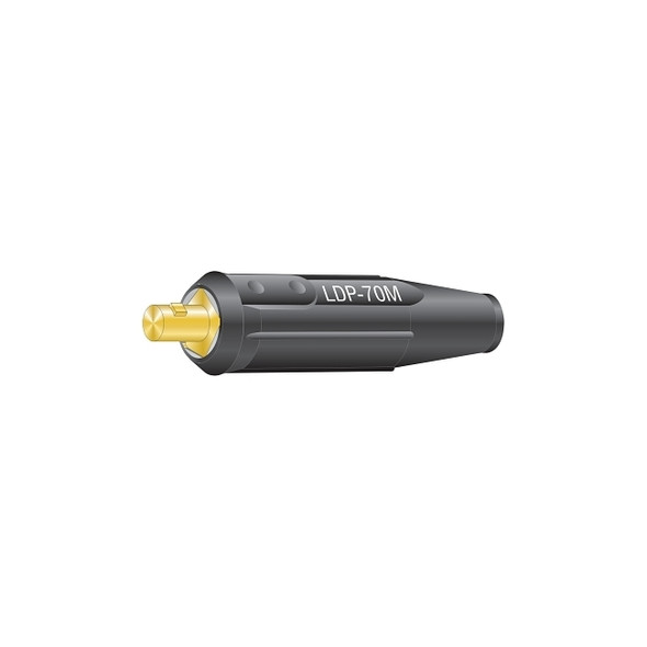 International DINSE Type Machine Plug, Single Oval-Point Screw Connection, 1/0 to 2/0 Cable Cap, Black