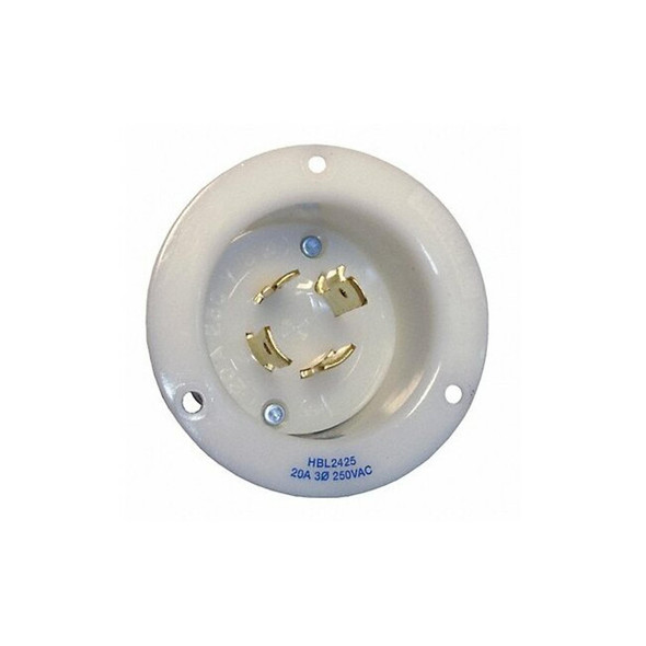 Hubbell Wiring Device-Kellems Flg LckInl,20 A;White,L15-20P,Steel HBL2425 Hubbell Wiring Device-Kellems Flg LckInl,20 A;White,L15-20P,Steel HBL2425
