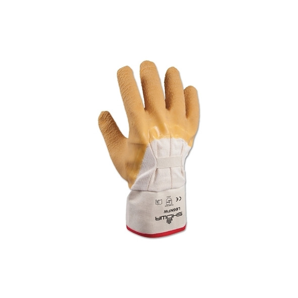 Original Nitty Gritty Palm-Coated Rubber Gloves, Large, White/Yellow